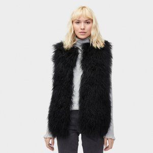 Ugg Black Abbey Mongolian Shearling Vest Size M nwt